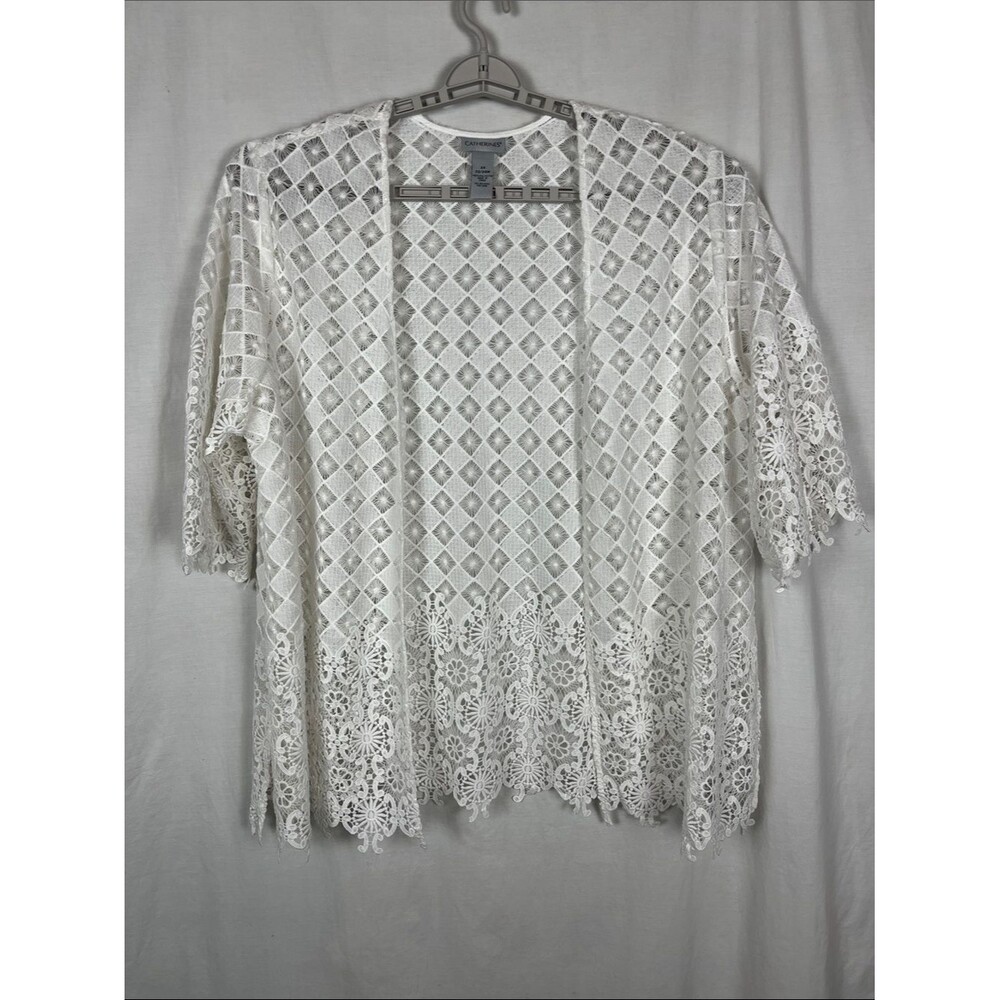 Catherine's White Eyelet Lace Beach Coverup Cardigan